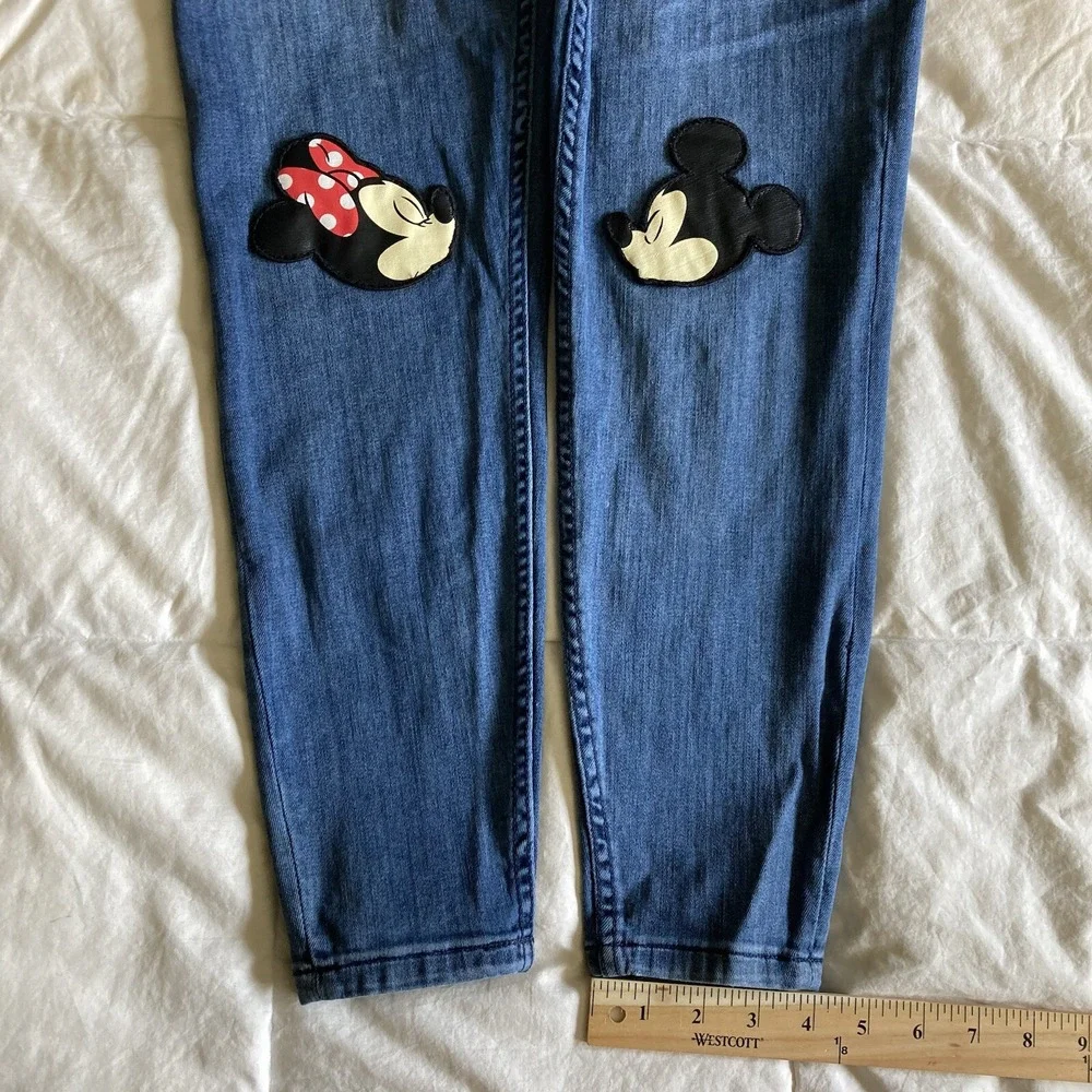 Disney Brand Juniors 9 High Waist (25") Skinny BlueJean Minnie Kisses Mickey - Picture 16 of 16